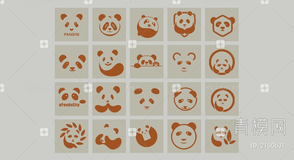 可爱熊猫头像图标SU模型下载【ID:2150631】