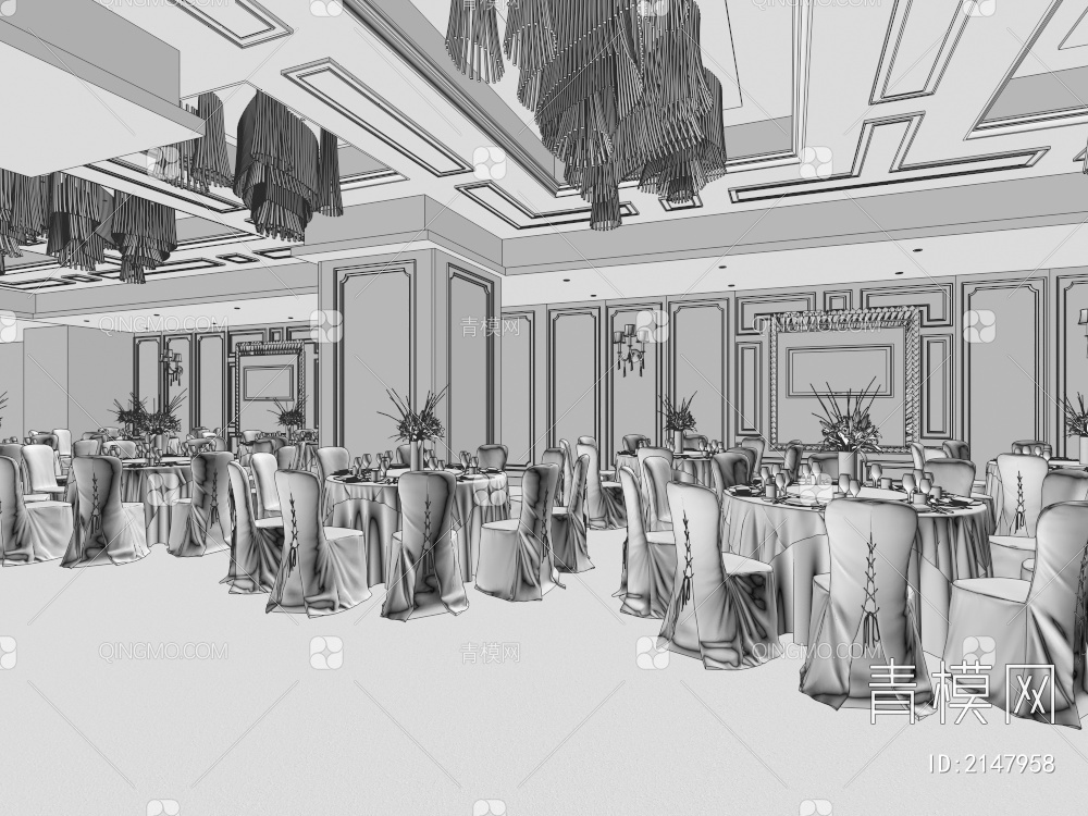 酒店宴会厅3D模型下载【ID:2147958】