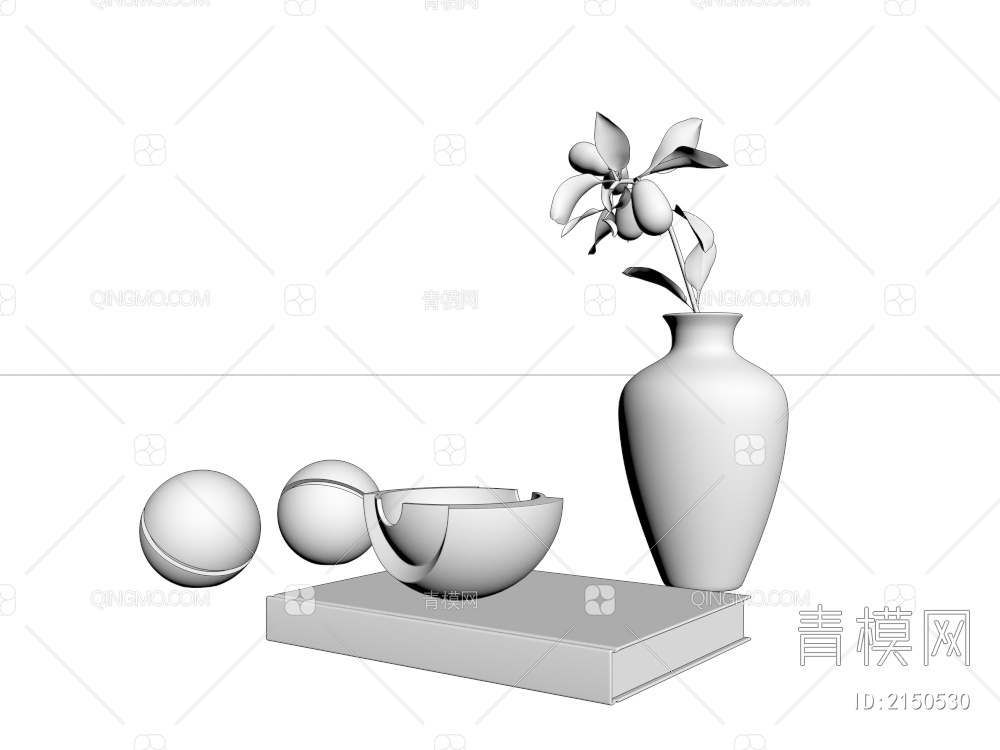 书花瓶摆件3D模型下载【ID:2150530】
