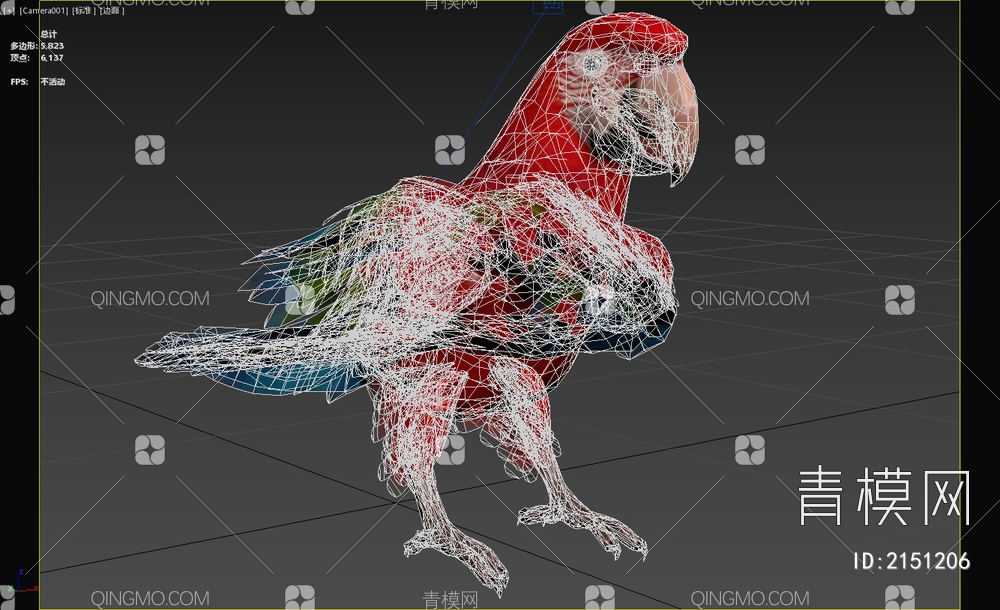 红绿翅膀金刚鹦鹉 小金刚鹦鹉 鸟类 生物 动物3D模型下载【ID:2151206】
