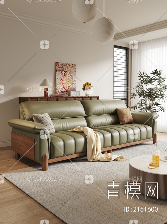 双人沙发 沙发茶几组合 柜子 饰品摆件3D模型下载【ID:2151600】