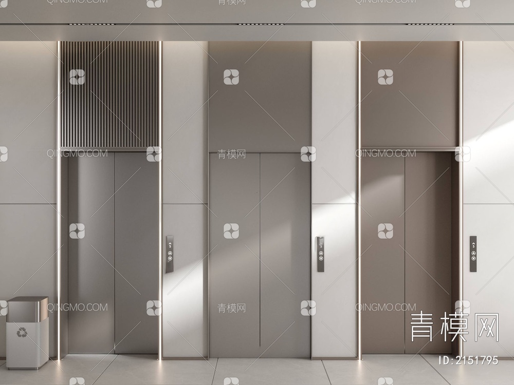 电梯厅 电梯间3D模型下载【ID:2151795】