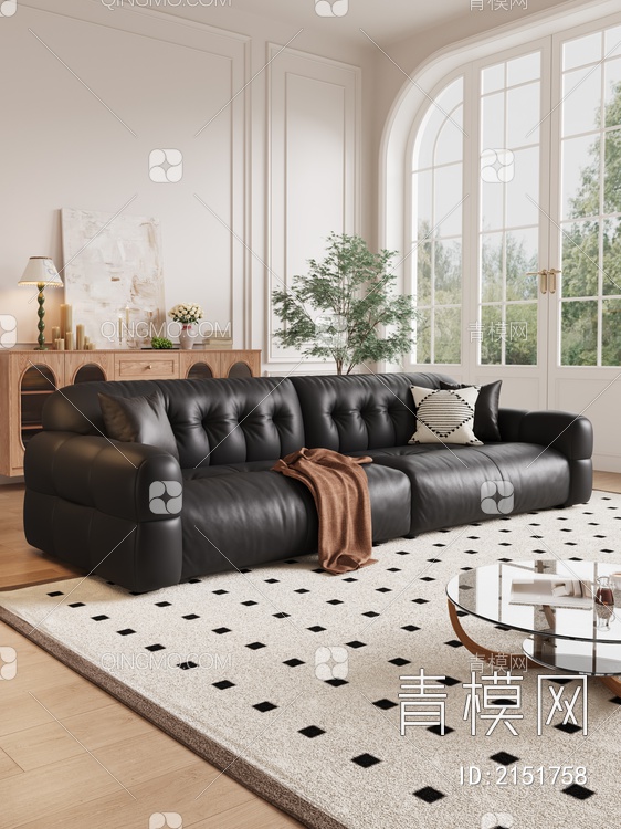 双人沙发 沙发茶几组合 柜子 饰品摆件3D模型下载【ID:2151758】