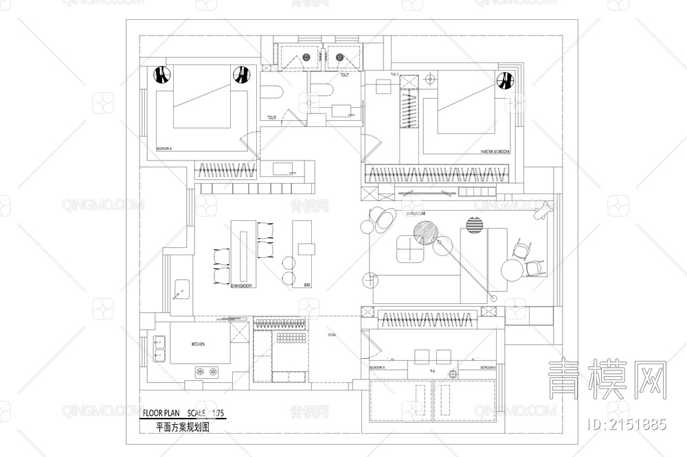 彩平图PSD源文件室内设计家装CAD家具ps分层平面效果图【ID:2151885】