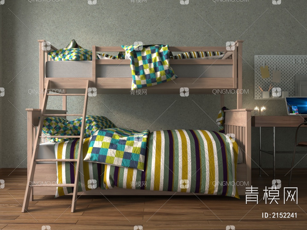 实木上下铺儿童床3D模型下载【ID:2152241】
