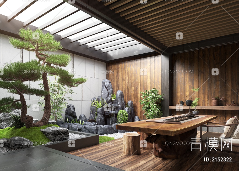 禅意天井庭院景观3D模型下载【ID:2152322】