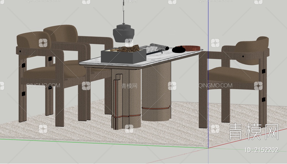茶桌椅SU模型下载【ID:2152202】