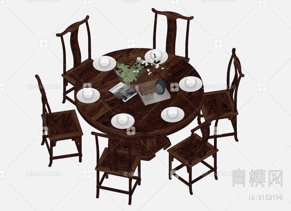 餐桌椅组合SU模型下载【ID:2152196】
