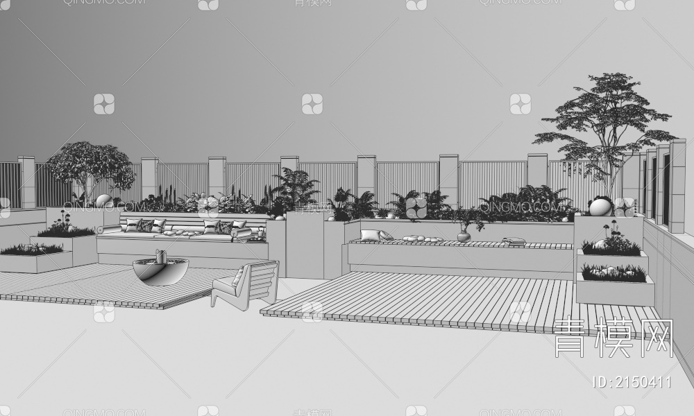屋顶花园3D模型下载【ID:2150411】