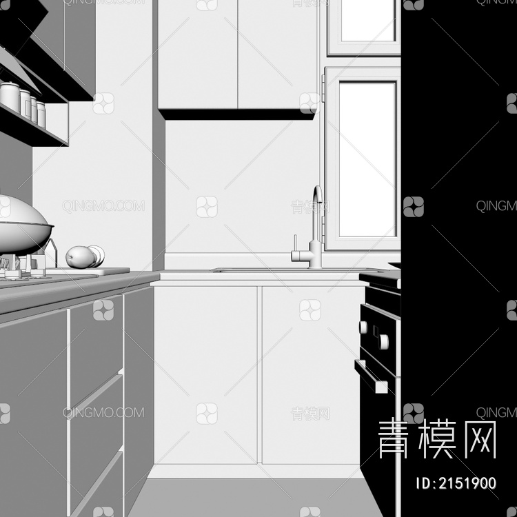 小户型厨房3D模型下载【ID:2151900】