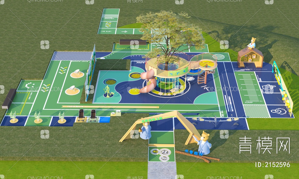 森林主题儿游乐器械童活动区3D模型下载【ID:2152596】