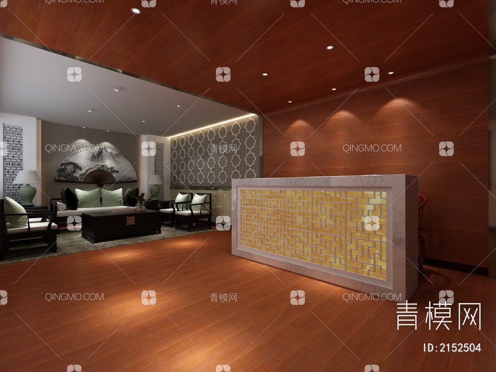 公司前台3D模型下载【ID:2152504】