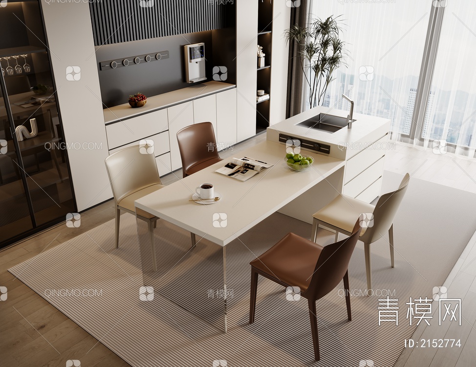 餐桌椅组合3D模型下载【ID:2152774】