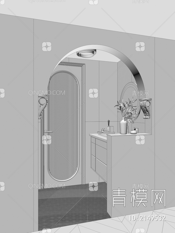 石膏造型柱头干湿分离干区3D模型下载【ID:2149532】