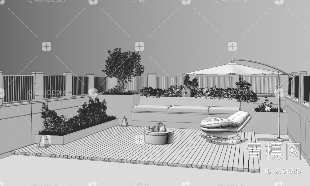 屋顶花园3D模型下载【ID:2151988】