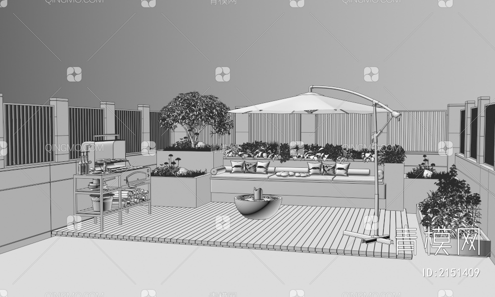 屋顶花园3D模型下载【ID:2151409】
