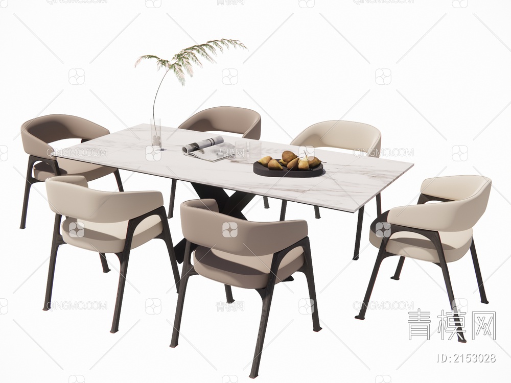 餐桌椅组合SU模型下载【ID:2153028】