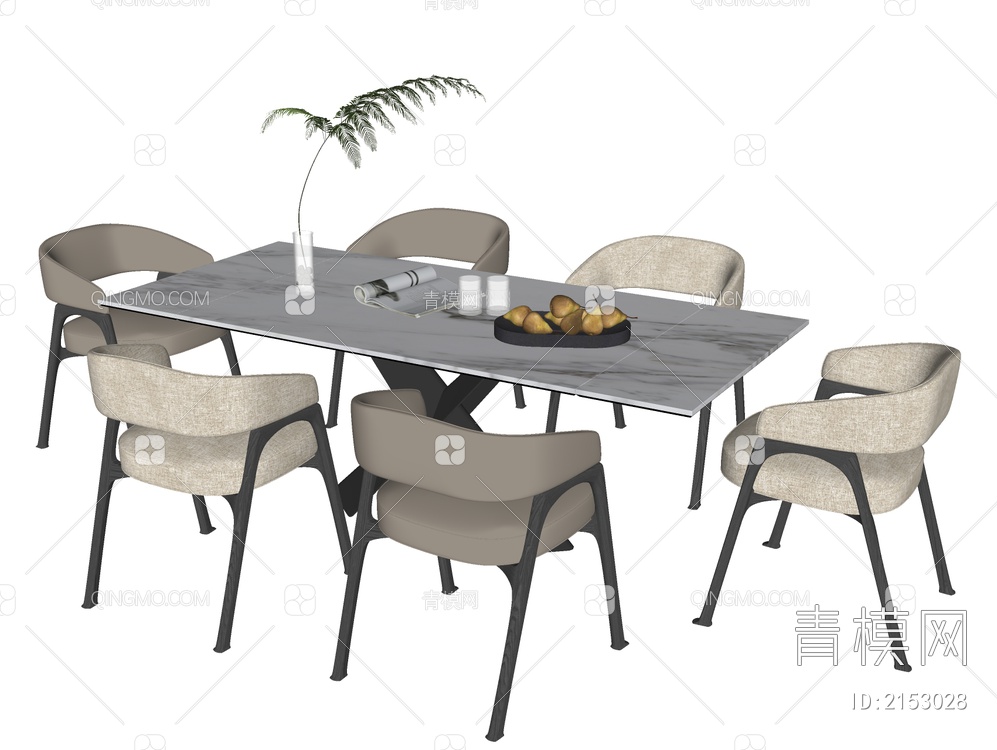 餐桌椅组合SU模型下载【ID:2153028】
