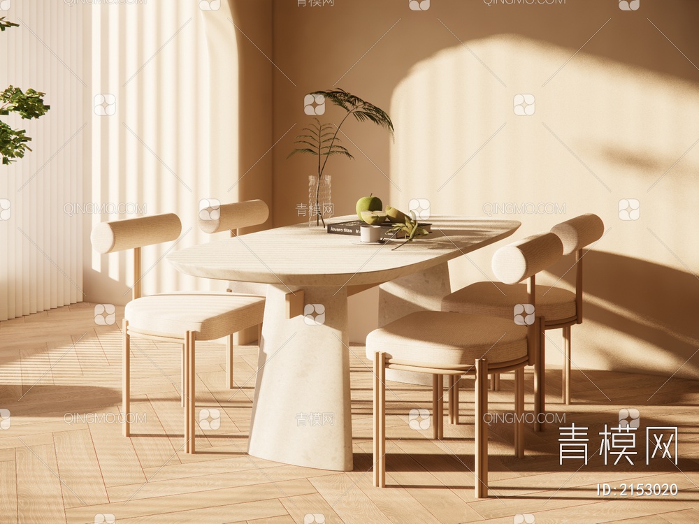餐桌椅组合SU模型下载【ID:2153020】