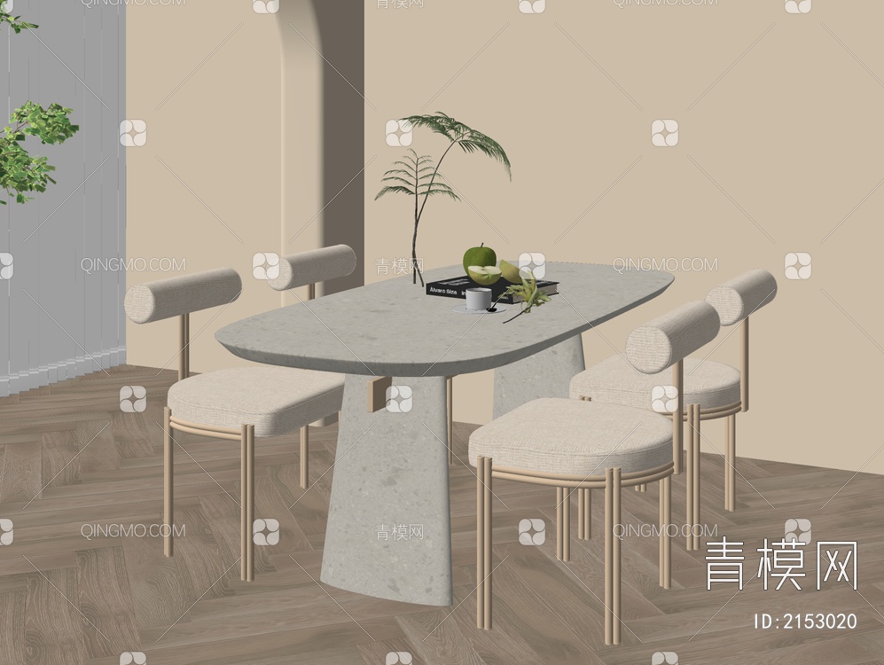 餐桌椅组合SU模型下载【ID:2153020】