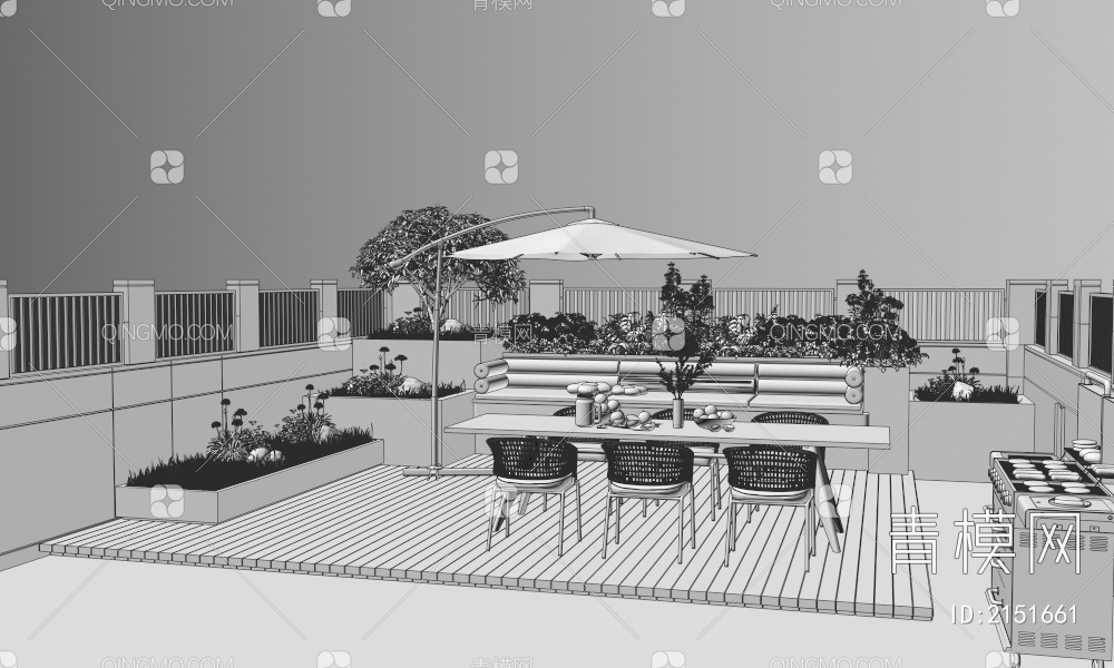 屋顶花园3D模型下载【ID:2151661】