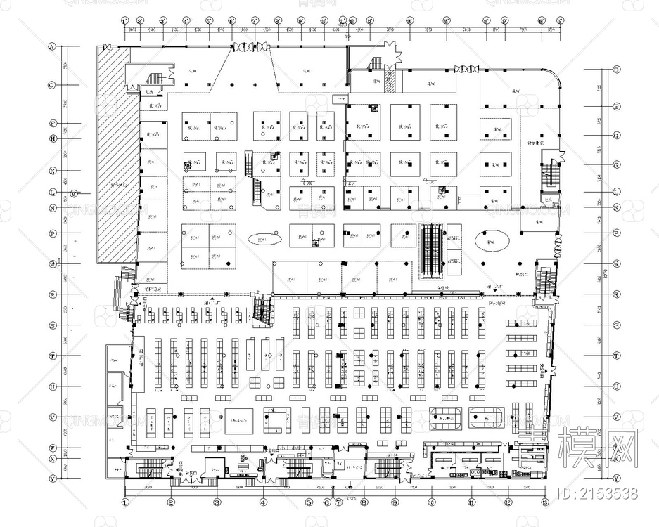 55套超市CAD平面布置图【ID:2153538】