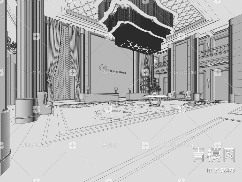 酒店大厅3D模型下载【ID:2152478】