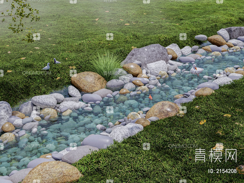湿地公园水流SU模型下载【ID:2154208】