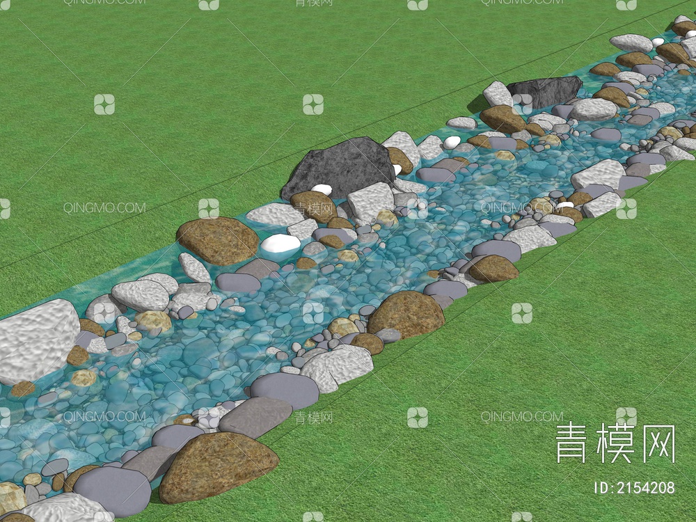 湿地公园水流SU模型下载【ID:2154208】