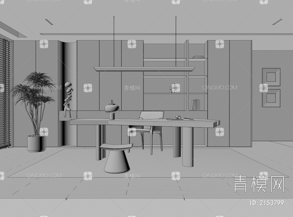 书房3D模型下载【ID:2153799】