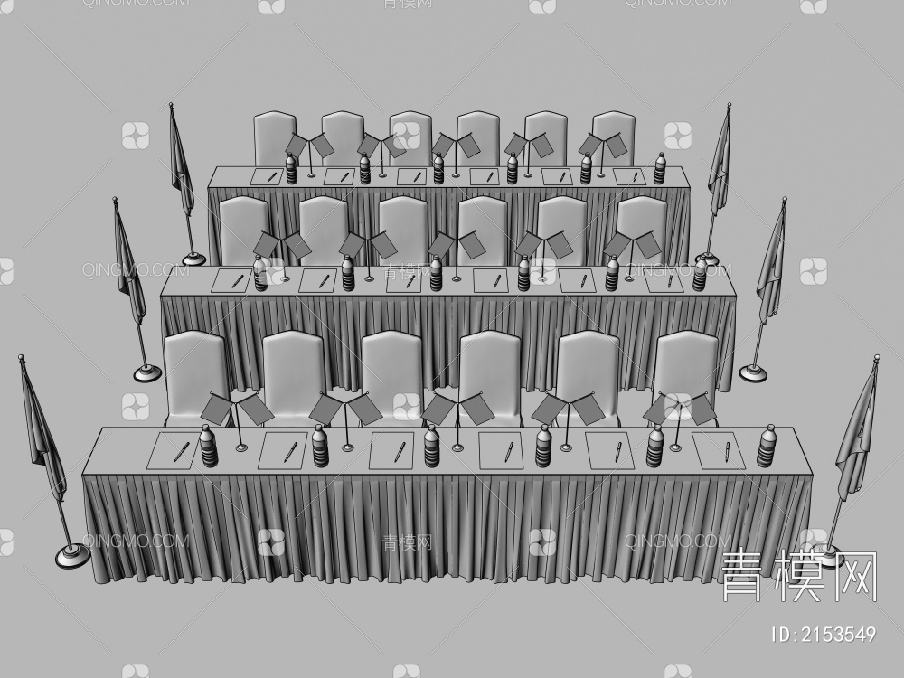 会议桌3D模型下载【ID:2153549】