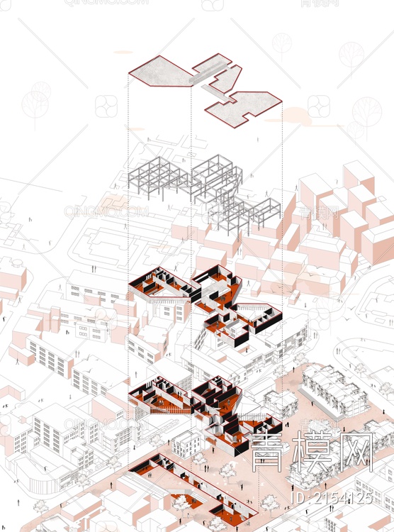 PSD免抠建筑爆炸分析图psd下载【ID:2154125】