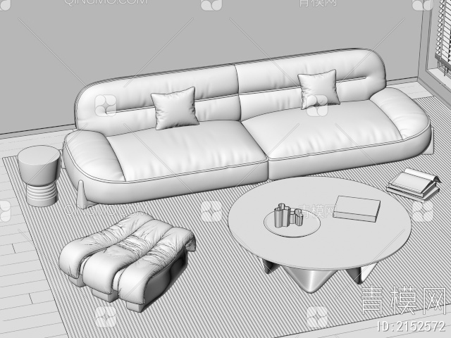沙发茶几组合3D模型下载【ID:2152572】