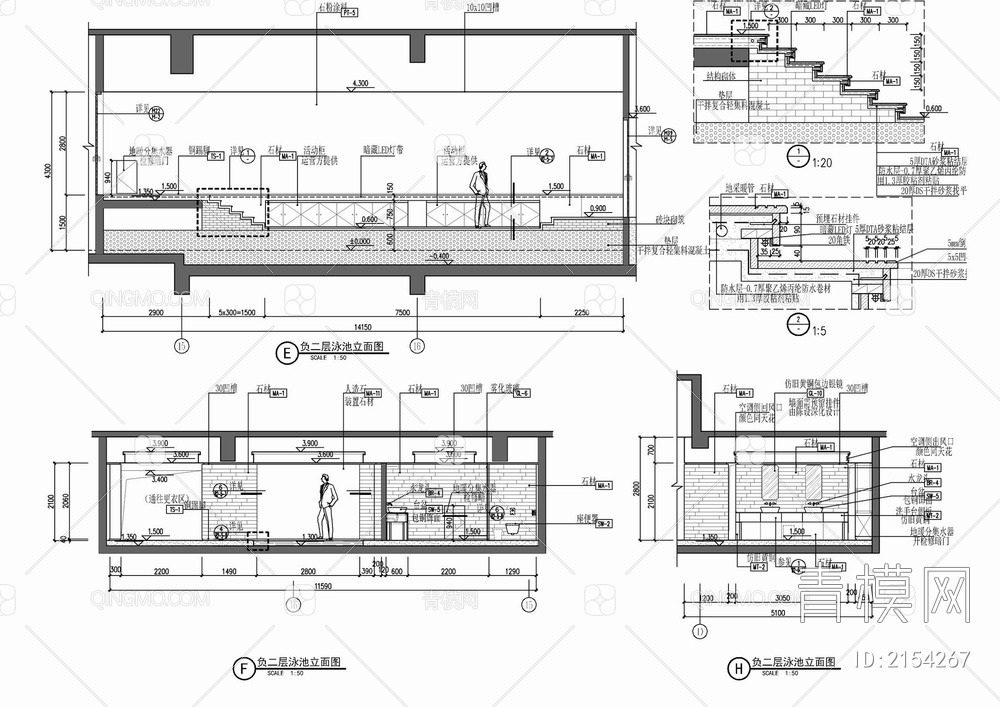 650㎡游泳池及休闲区室内装饰施工图【ID:2154267】