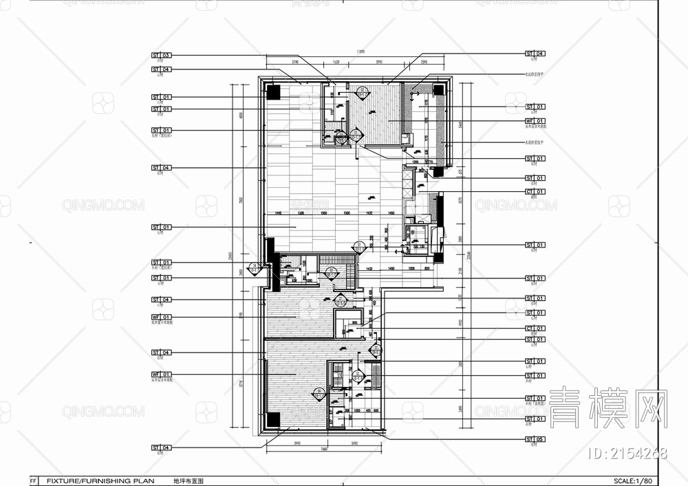 180㎡家装大平层室内施工详图 样板间 私宅 大平层【ID:2154268】