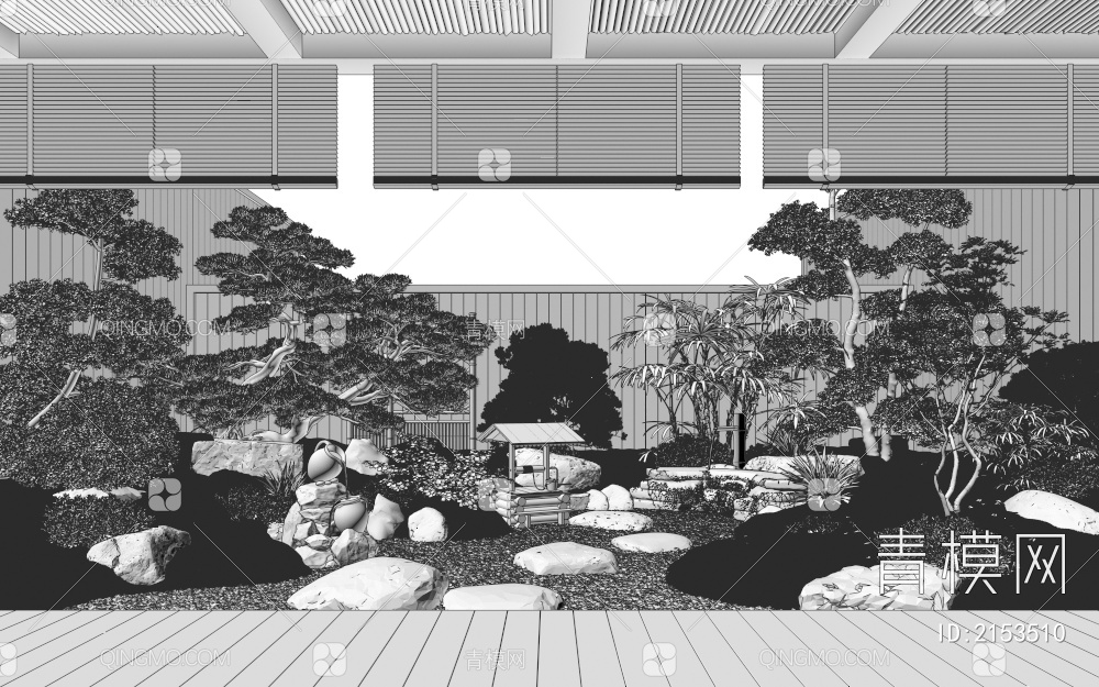 禅意天井庭院景观3D模型下载【ID:2153510】