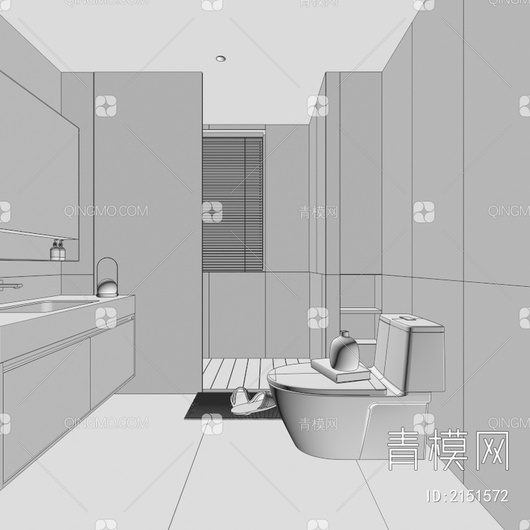 卫生间 极简卫生间 意式卫生间 奶油风卫生间 马桶 花洒 浴室柜 浴缸 坐便器 淋浴房 卫浴用品3D模型下载【ID:2151572】