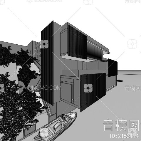 湖边别墅外观3D模型下载【ID:2153114】