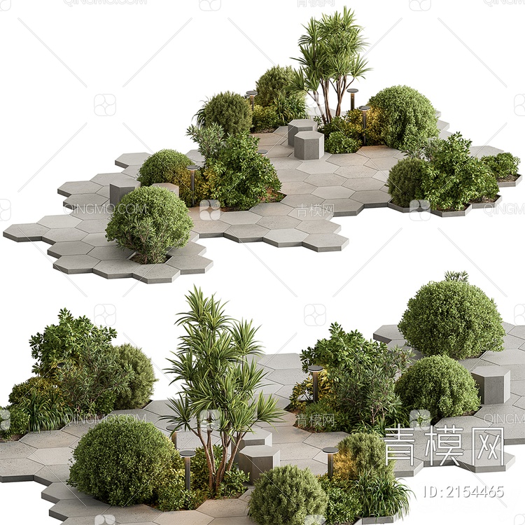 灌木丛 景观树 小品（无贴图）3D模型下载【ID:2154465】