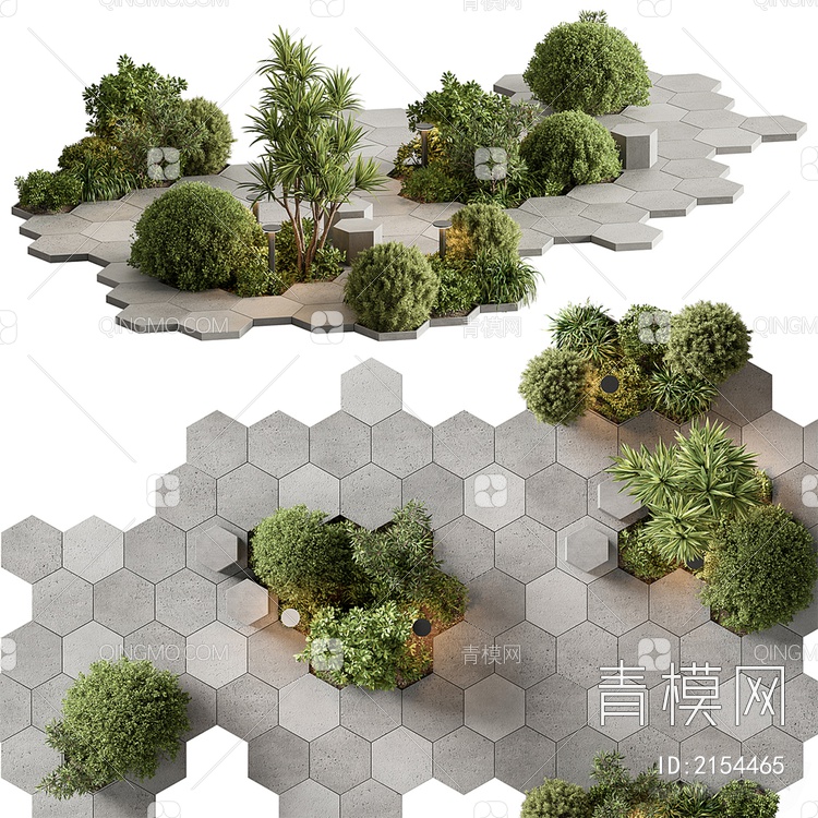 灌木丛 景观树 小品（无贴图）3D模型下载【ID:2154465】