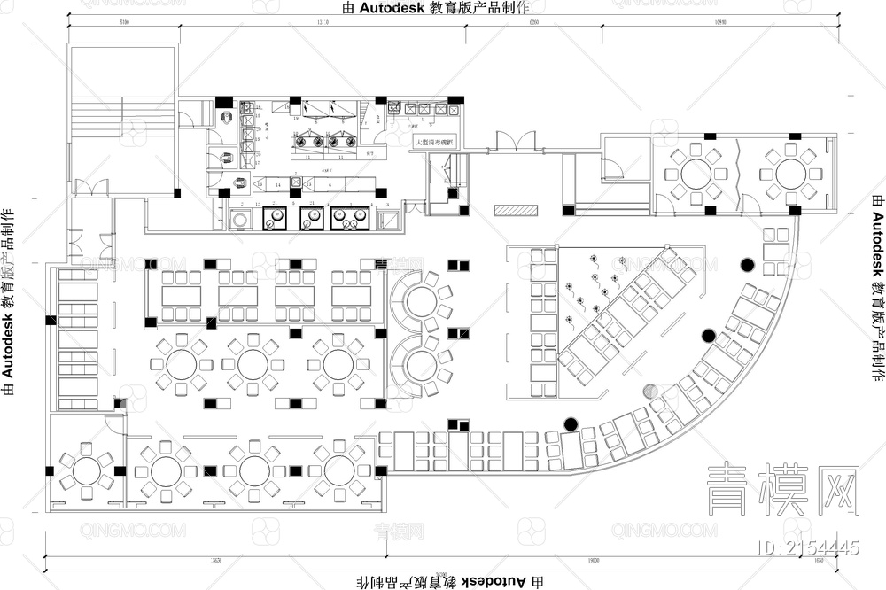 茶餐厅港式下午茶餐饮空间布局图平面布置图【ID:2154445】