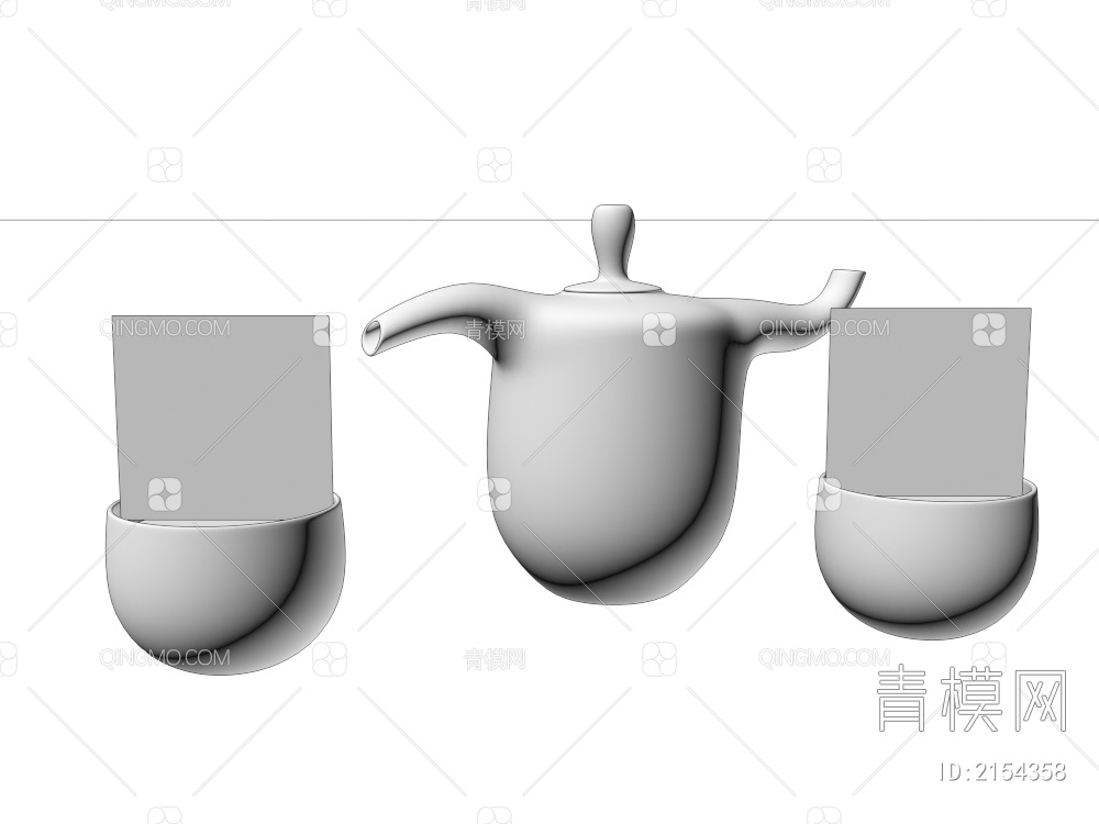 紫砂壶 茶壶 茶杯3D模型下载【ID:2154358】