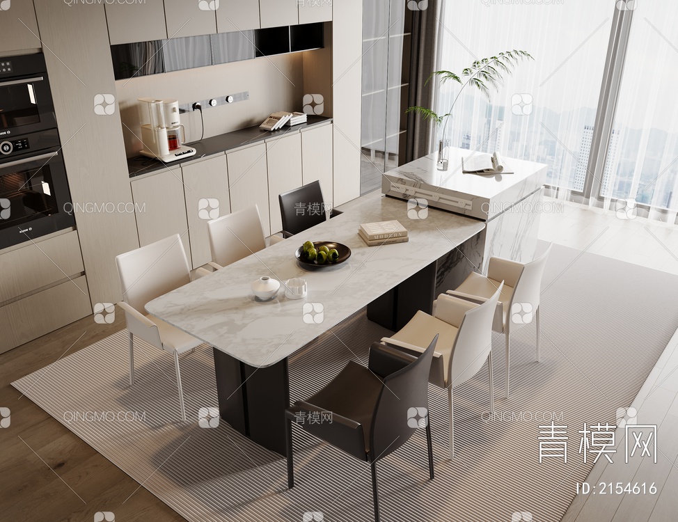 岛台餐桌椅3D模型下载【ID:2154616】