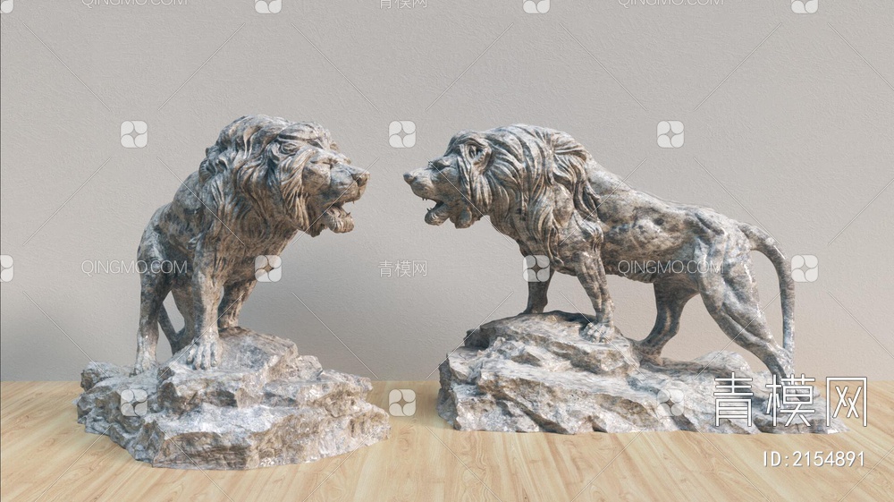 狮子雕刻 石狮子 雄狮雕刻 狮子3D模型下载【ID:2154891】