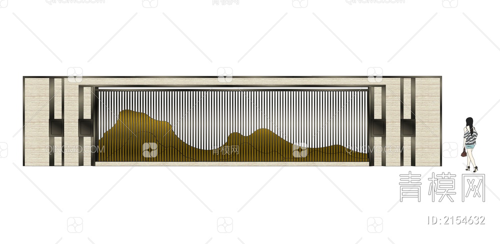 景墙SU模型下载【ID:2154632】