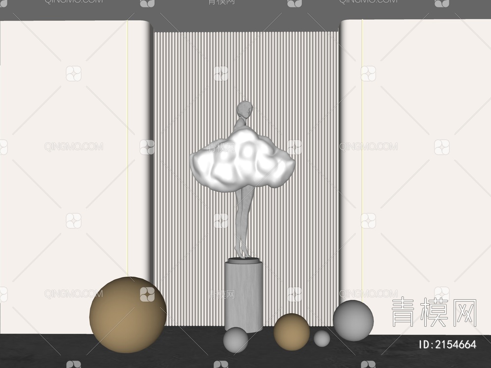 人物艺术雕塑SU模型下载【ID:2154664】