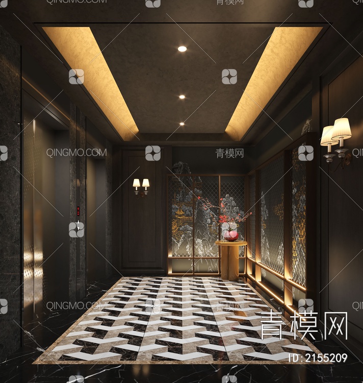 电梯间3D模型下载【ID:2155209】