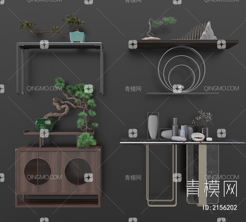 端景台 条案 玄关边柜3D模型下载【ID:2156202】