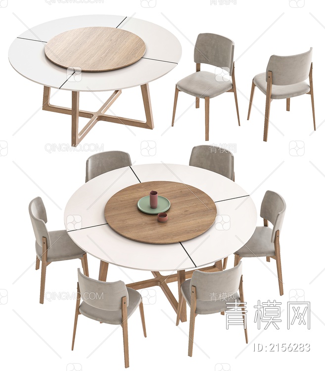 餐桌椅，餐桌，餐椅，圆餐桌，圆形餐桌，多人餐桌，餐桌椅，餐桌3D模型下载【ID:2156283】