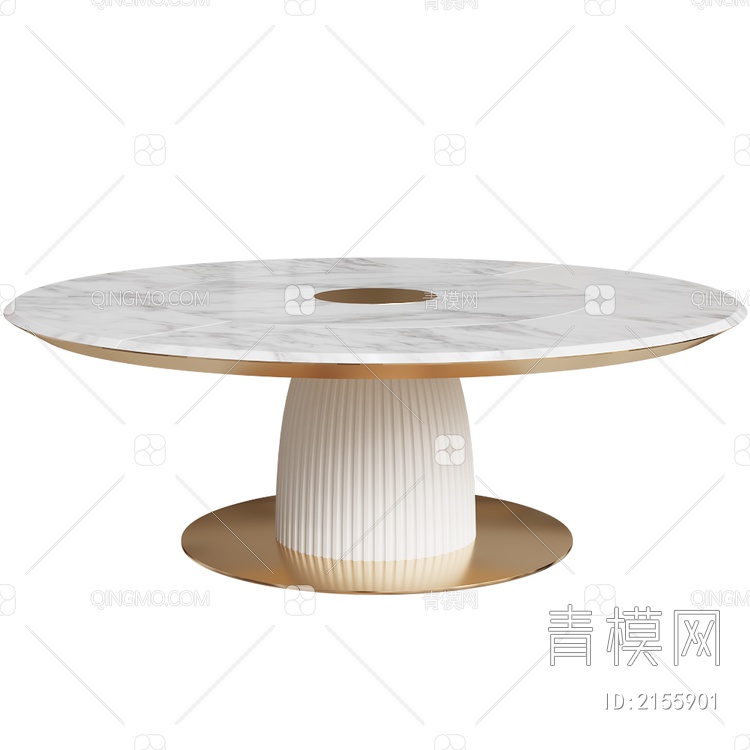 大理石金属圆形餐桌3D模型下载【ID:2155901】